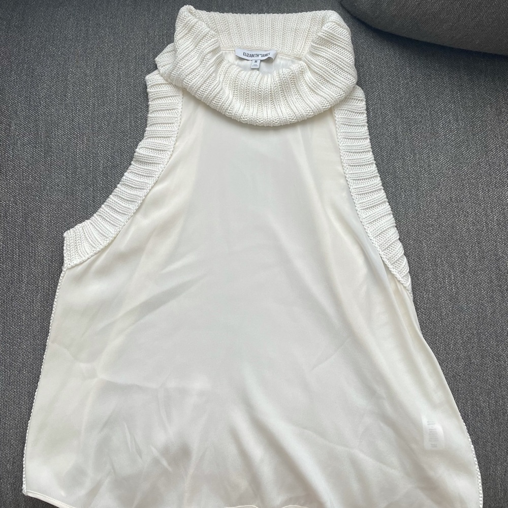 Elizabeth and James white turtleneck blouse